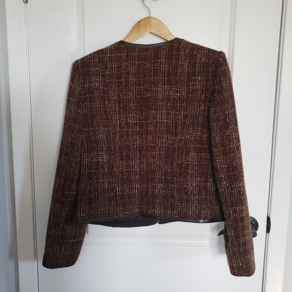 VINTAGE PORTFOLIO LOUBEN Brown Tweed Wool Blazer Jacket - Picture 4 of 7